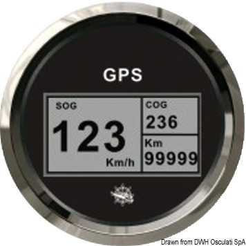 Indicateur vitesse compas totalisateur GPS Cadran noir lunette polie 85mm