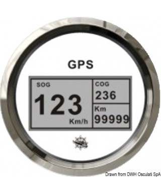 Indicateur vitesse compas totalisateur GPS Cadran blanc lunette polie 85mm