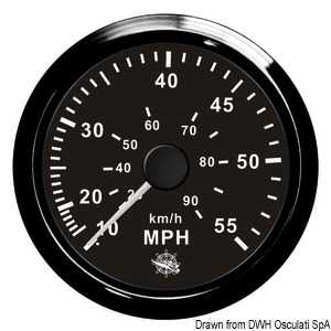 Indicateur de vitesse Pitot 0-35 MPH Cadran noir lunette noire 85mm