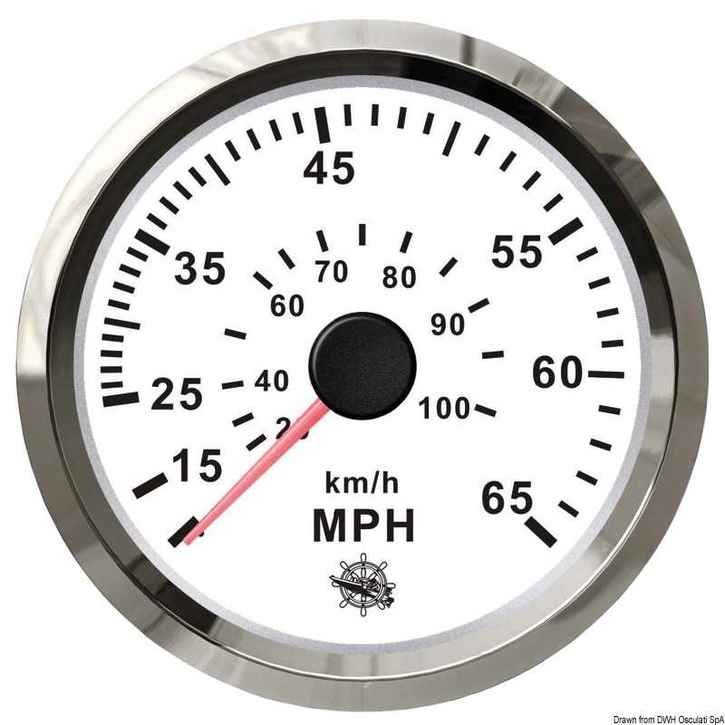 Indicateur de vitesse Pitot 0-55 MPH Cadran blanc lunette polie 85mm