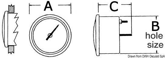 Voltmètre 8/16 V Cadran noir lunette noire 51mm