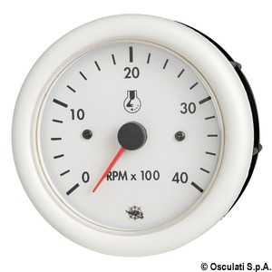 Compte-tours Guardian diesel 0-4000 RPM 24V Cadran blanc lunette blanche