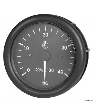 Compte-tours Guardian diesel 0-4000 RPM compteur 24V Cadran noir lunette noire