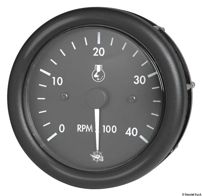 Compte-tours Guardian diesel 0-4000 RPM compteur 24V Cadran noir lunette noire