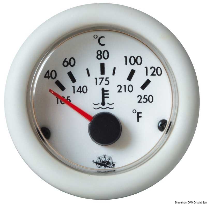 Indicateur température Guardian H20 40-120° 12V Cadran blanc frette blanche