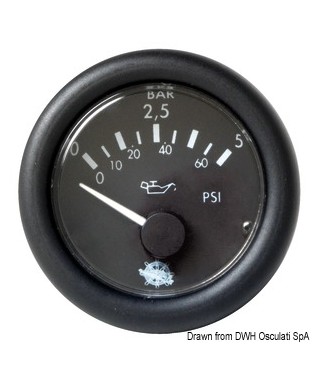 Indicateur pression huile Guardian 0-5 bar 12V Cadran noir frette noire