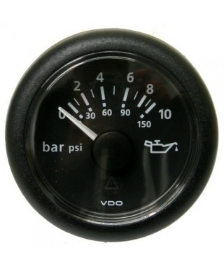 Indicateur pression huile noir 25 bar/350 psi 12/24V 52mm
