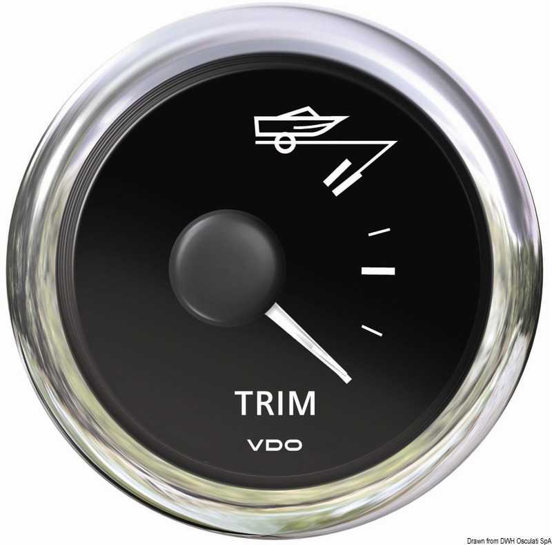 Indicateur trim noir 12/24V diamètre 52mm