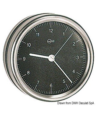 Horloge au quartz Barigo Orion inox chromé cadran noir 85mm