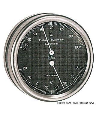Thermo/Hygromètre Barigo Orion inox chromé cadran noir 85mm