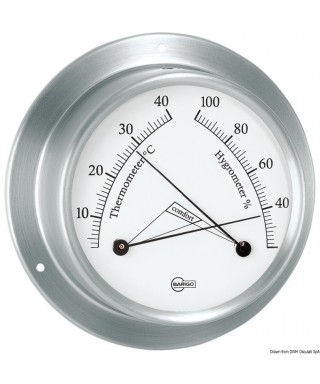 Hygro-thermométer Barigo Sky Boîtier inox satiné cadran blanc 85mm