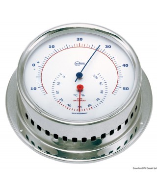 Hygro-thermométer Barigo Sky Boitier inox poli cadran blanc 85mm